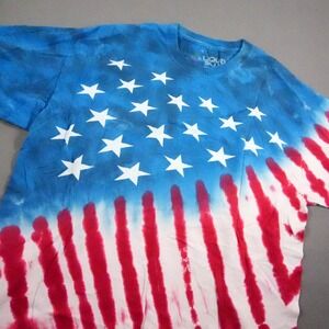 Liquid Blue American Flag Stars and Stripes Tie Dye Men T-Shirt XL 4th Retro